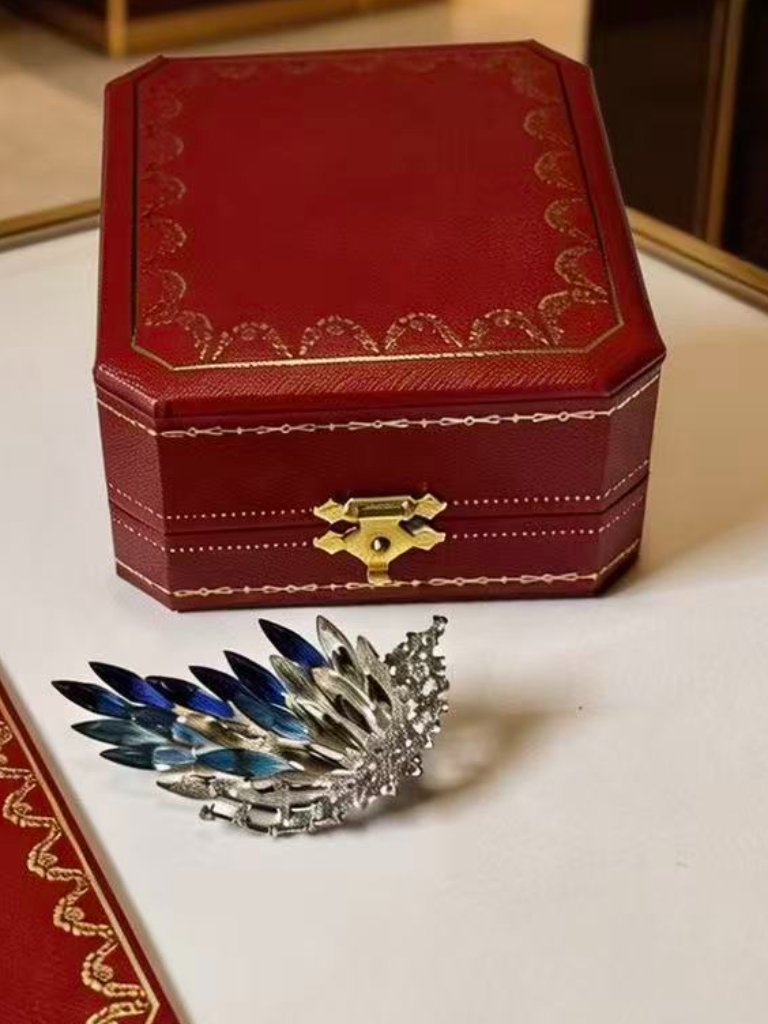 Cartier Blue Feather | Iconic Double C Logo Collectible Brooch